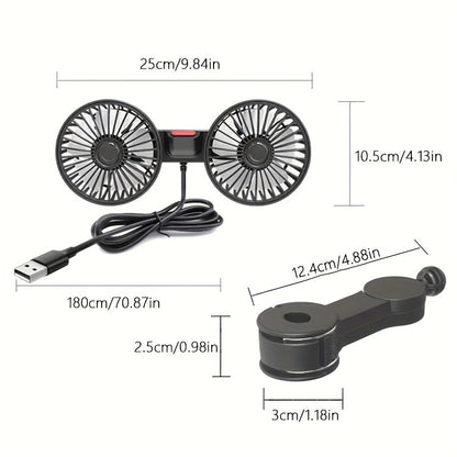 1 Pc Auto-Lüfter, Auto Kleiner Klimaanlage, Doppelseitiger Hecklüfter, Starker Wind, 360 Grad Drehung, Großes Luftvolumen, Subwoofer-Betrieb, Basis-Festklemm-Montagemethode, Geeignet für Auto Zuhause | Brehn