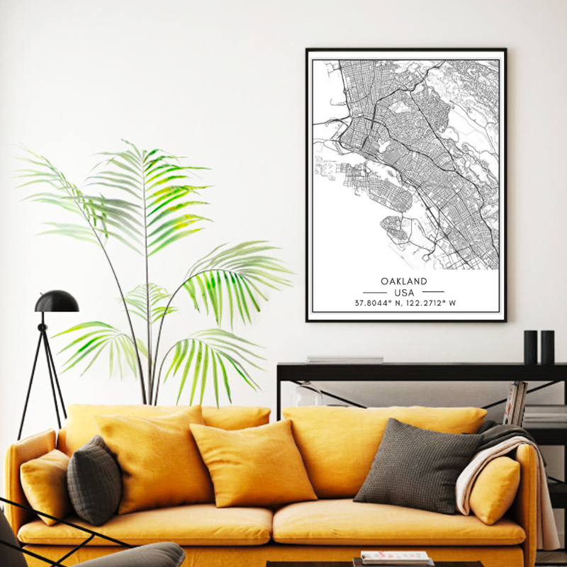 Stadtplan von Oakland – Leinwandbild