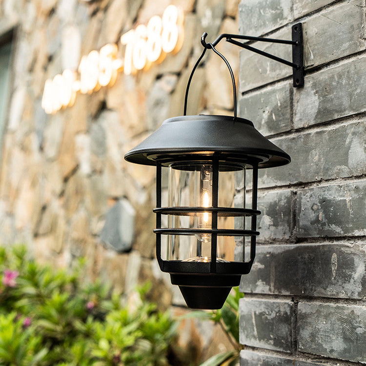 Zeitgenössische Retro Solar Wasserdicht Aluminium Glas Laterne Zylinder 1-Licht Hängende Wand Scone Lampe Für Außenpatio | Brehn