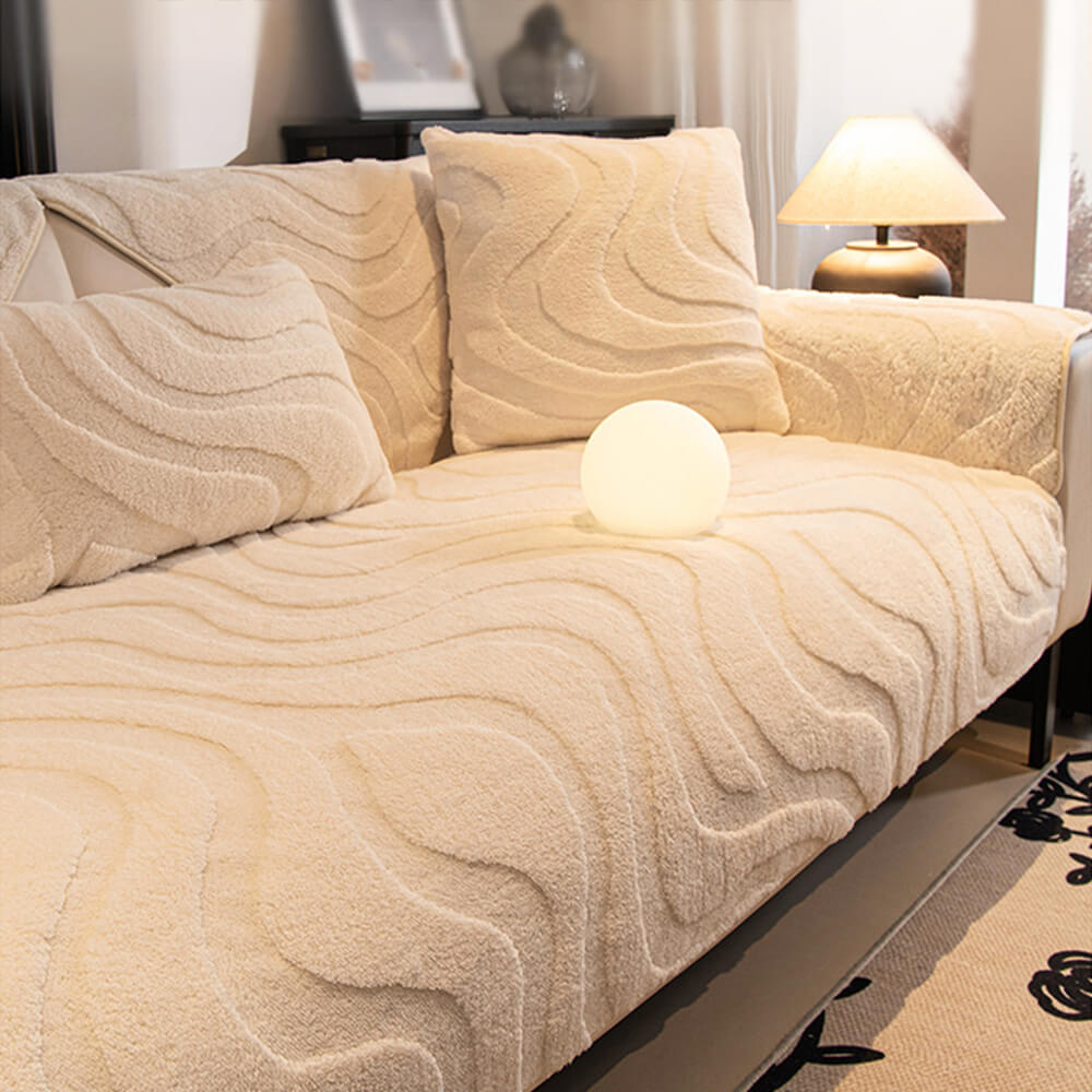 Warme Plüsch Kurvige Jacquard Rutschfeste Sofa-Schutzhülle | Brehn