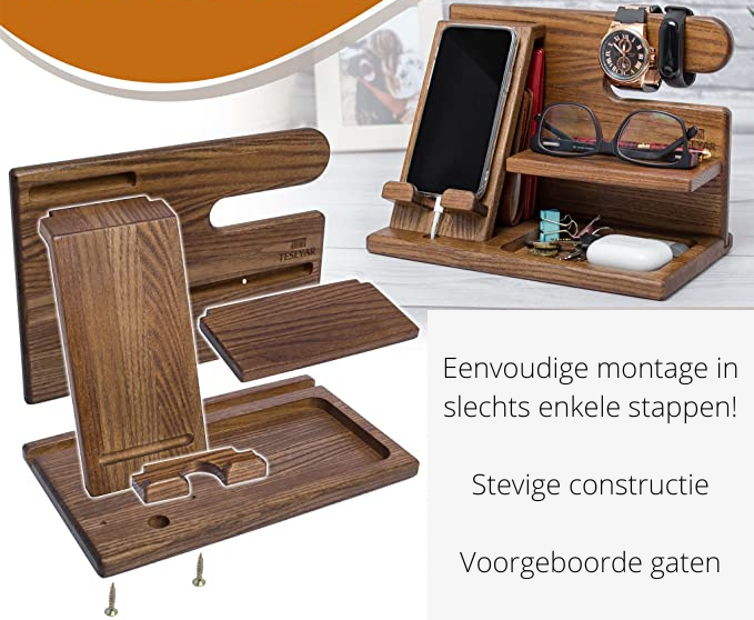 Brehn | Holz Telefon Docking | Perfekter Organizer für Ihre Geräte