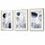 Abstrakte blaue und silberne Formen, Set aus 3 gerahmten Kunstdrucken
