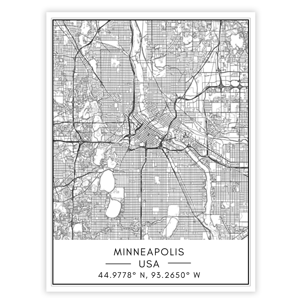 Stadtplan von Minneapolis – Leinwandbild