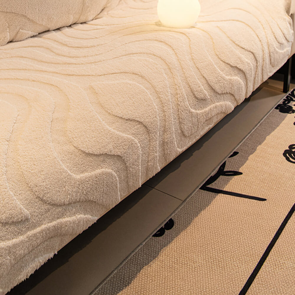 Warme Plüsch Kurvige Jacquard Rutschfeste Sofa-Schutzhülle | Brehn
