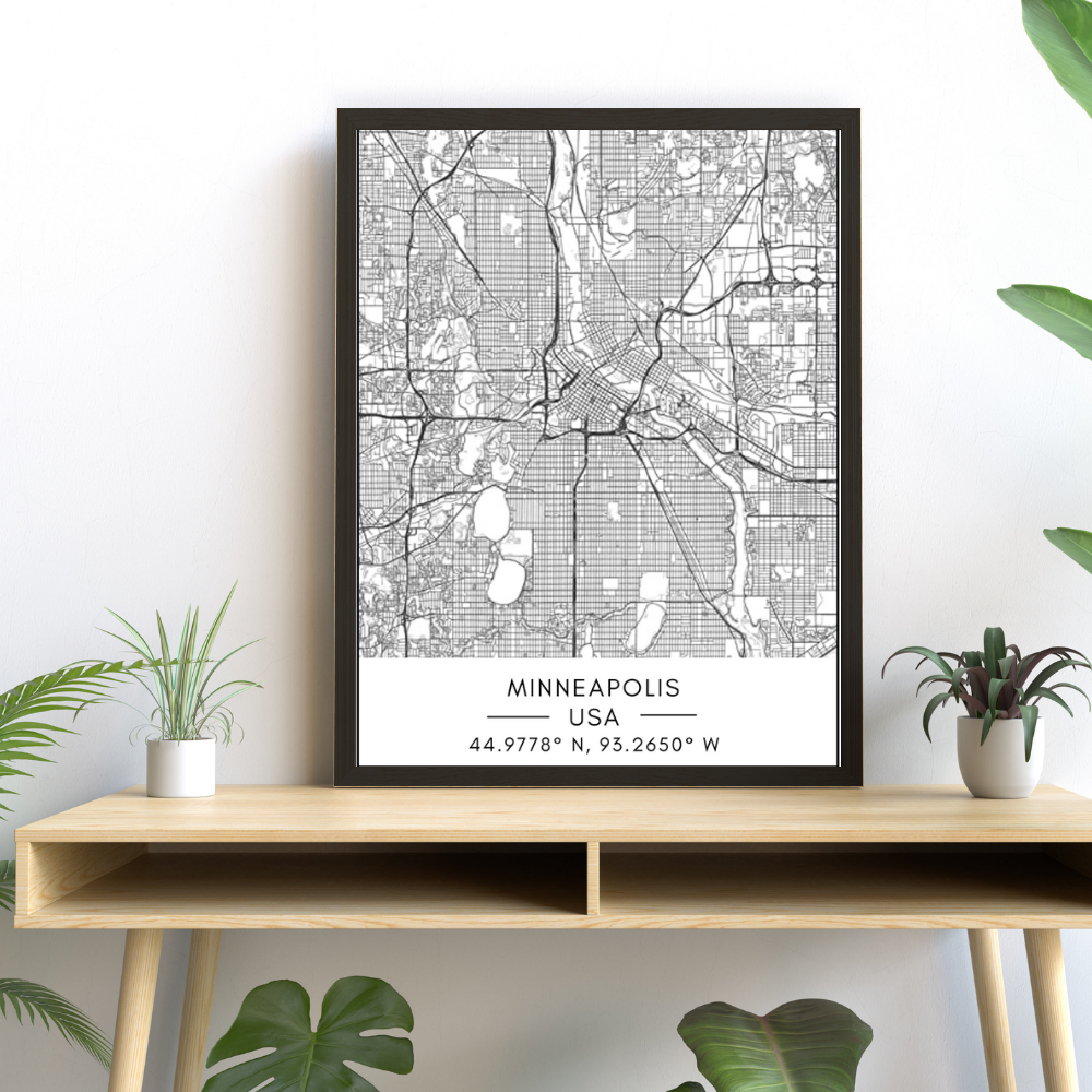 Stadtplan von Minneapolis – Leinwandbild