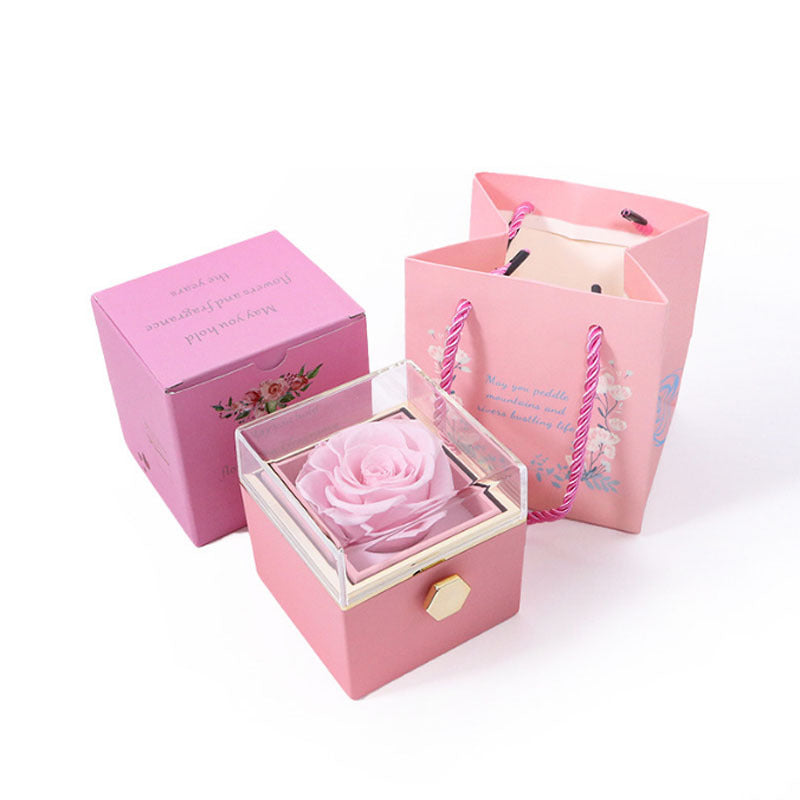 Brehn | [Ideales Geschenk] Ewige Rosenbox - Mit gravierter Halskette & künstlicher Rose