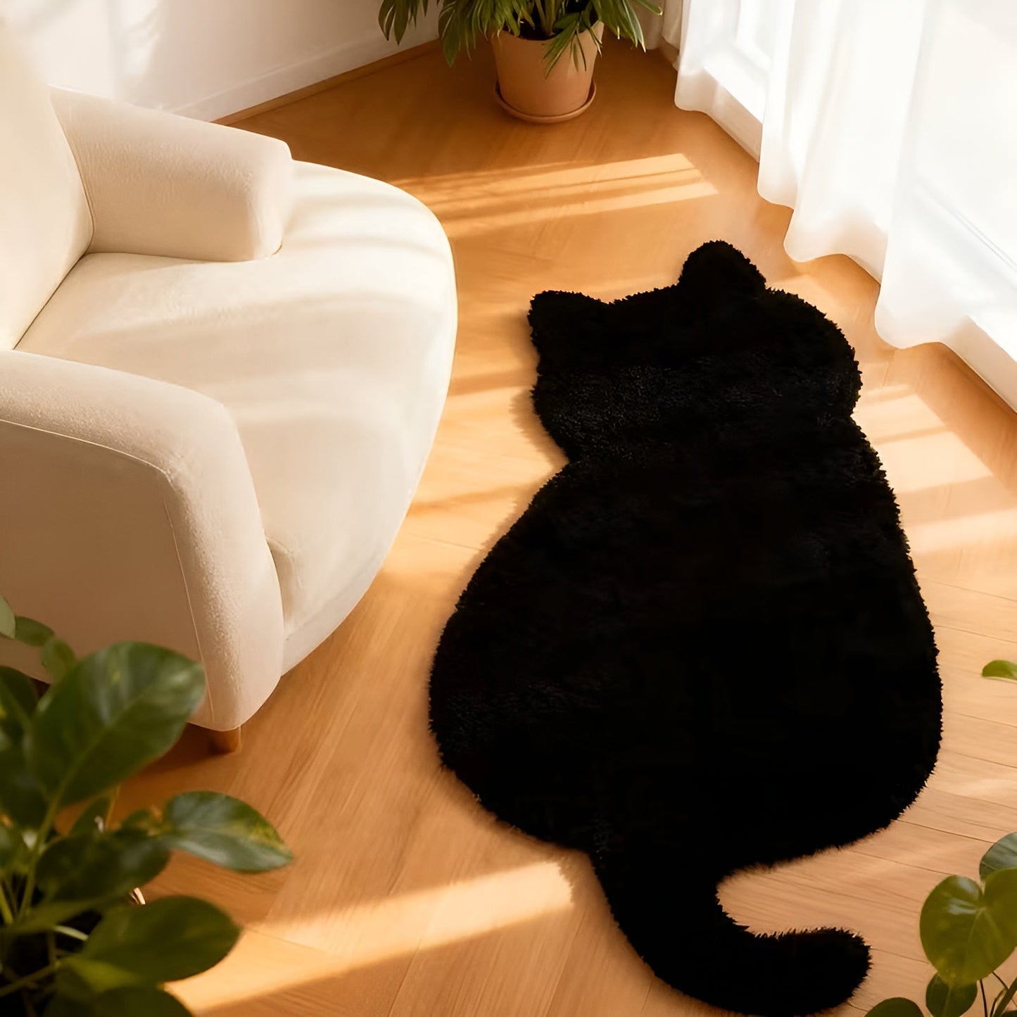 Kleiner Teppich in Katzenform – Weich und kuschelig | Perfekt für Sofa, Regal oder Kommode