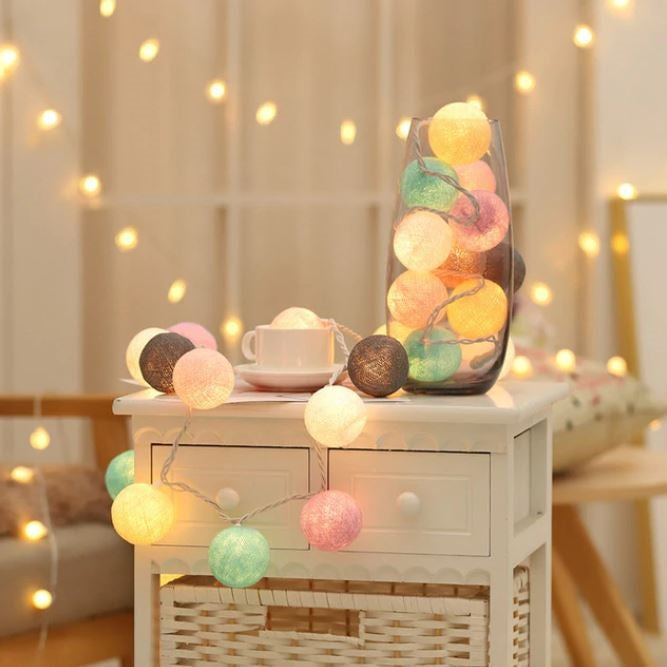 Brehn | Royallure Baumwollballon-Lichterkette – Gemütliche Dekoration für Zuhause & Feiern