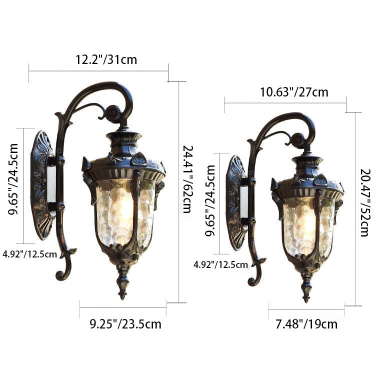 Traditionelle europäische Zylinderlaterne Aluminium Glas 1-Licht Außenwandlampe für Außenpatio | Brehn