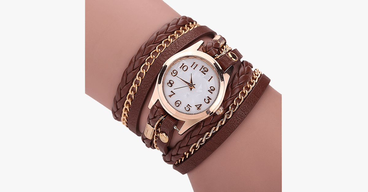 Quarzuhr mit goldenem Zifferblatt und auffälligem Armband – entworfen, um Ihren lässigen Look zu unterstreichen