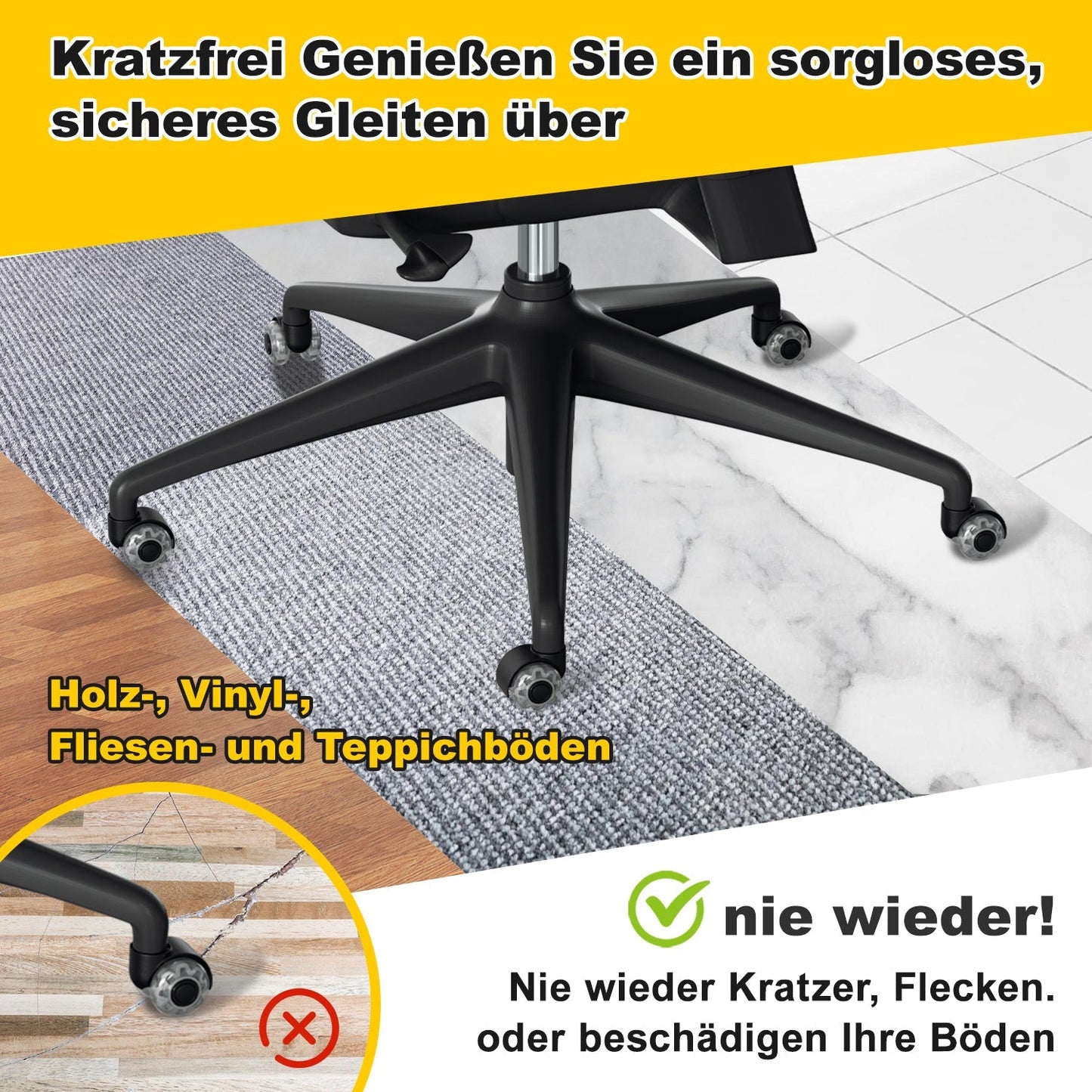 5 Stück BürostuhlRollen Drehstuhlrollen 10mm x 22mm | Brehn