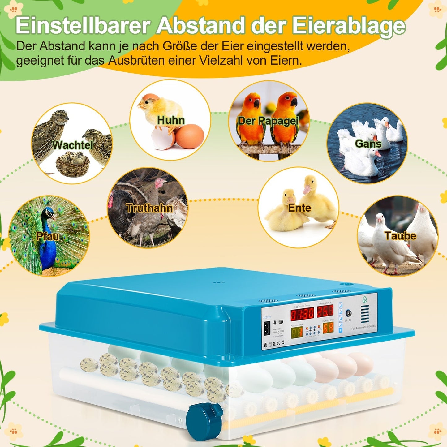 Brutautomat Vollautomatisch Inkubator für Hühner 64 Eier | Brehn