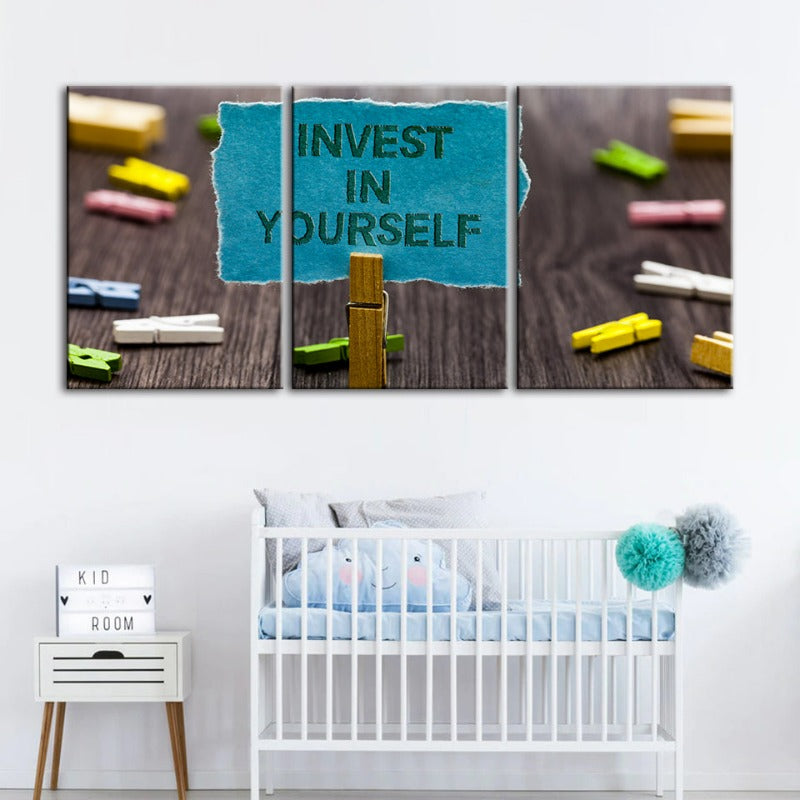 Investiere in dich selbst - Canvas Wandkunst Gemälde 3 Teile