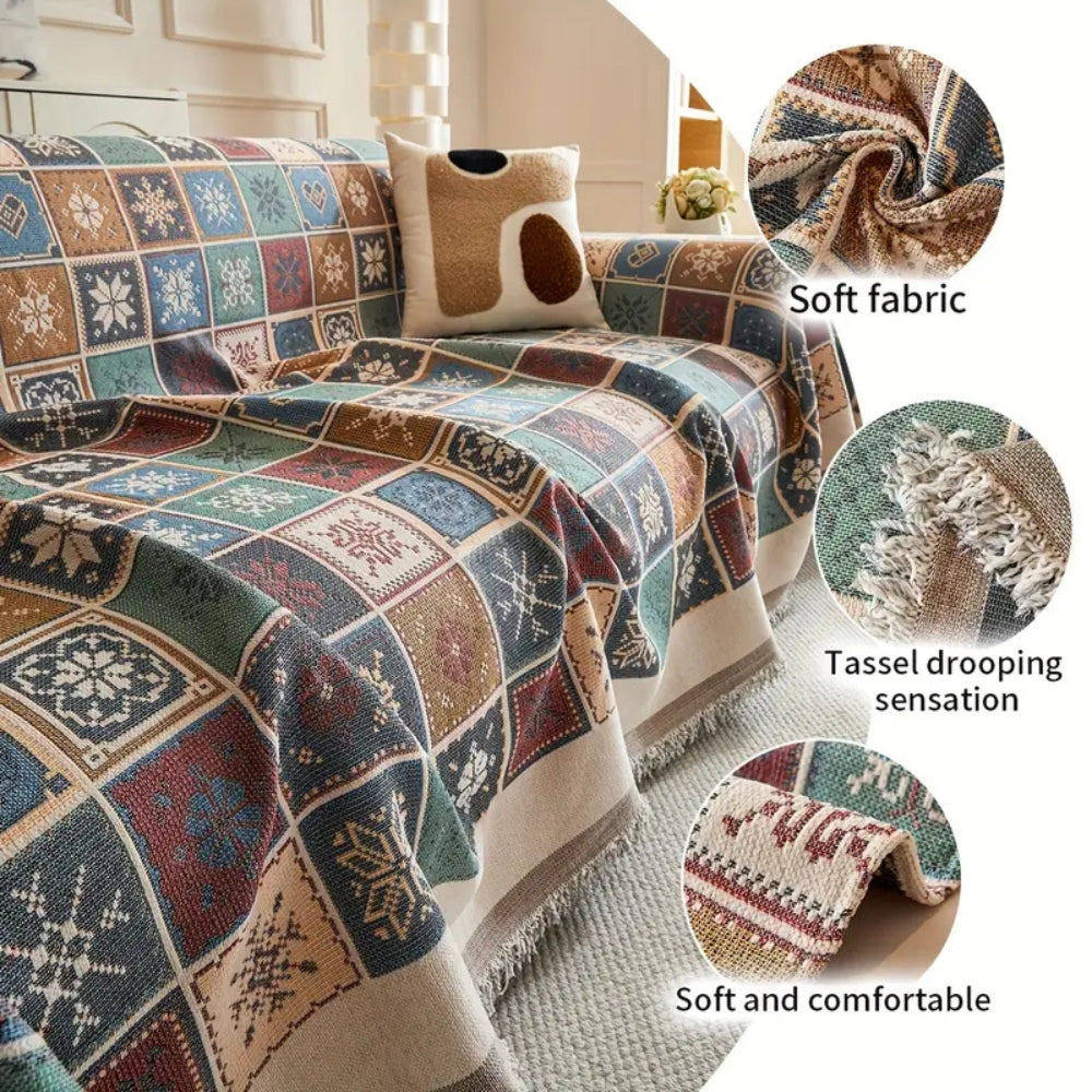Genfer Boho-Stricksofabezug