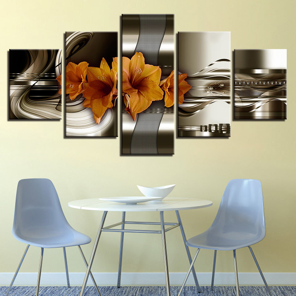 Desaturierte Amaryllis 5 Stück - Leinwand Wandkunst Gemälde