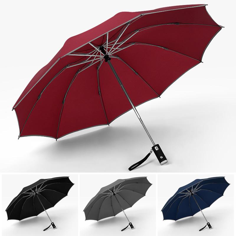 Brehn | Automatischer zusammenklappbarer Regenschirm mit reflektierendem Rand