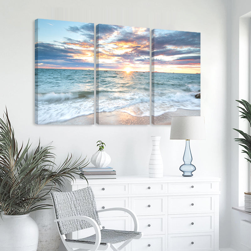 3 Stück Sonnenaufgang Strand Landschaft Poster Leinwand | Brehn