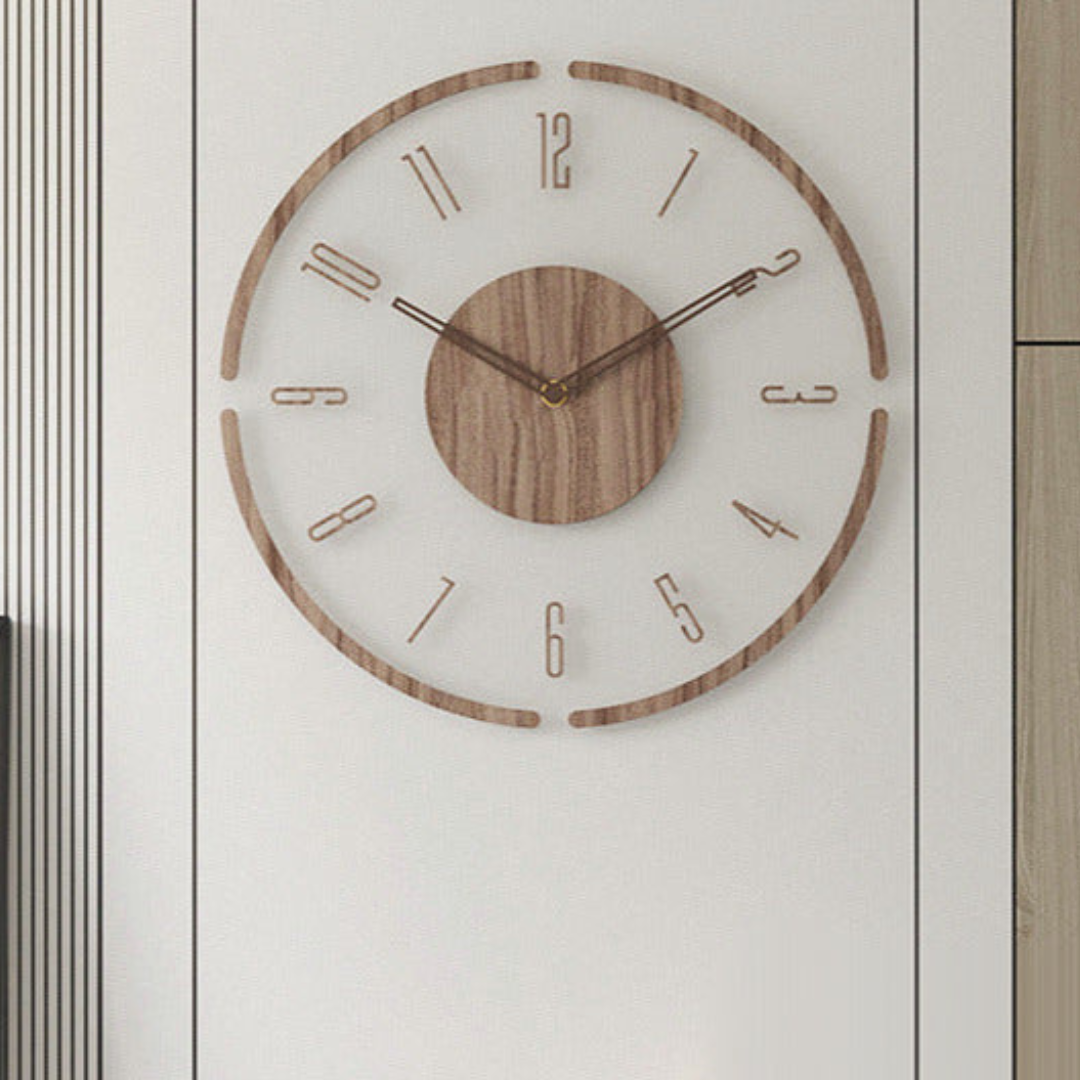 35cm Nordic Minimalist Wanduhr aus massivem Holz