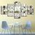 5 Stück Weiß Metallic Hintergrund Blume - Leinwand Wandkunst Gemälde