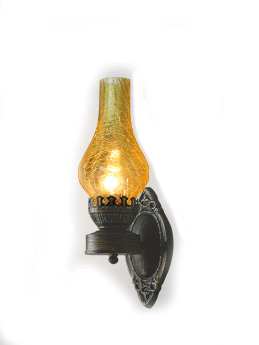 1 Kopf Wandmontage Licht Antique Kerosin Eisen Wandbeleuchtung mit Glas-Schirm in Bronze | Brehn