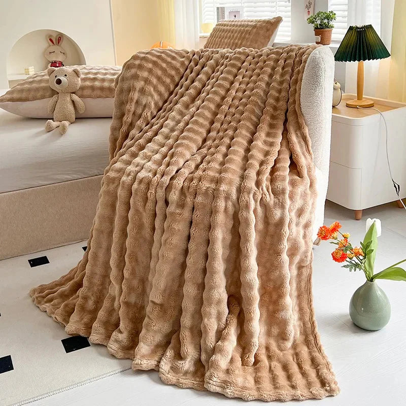 Brehn | Luxuriöse Blasenstruktur Fleece-Decke - BubbleNest