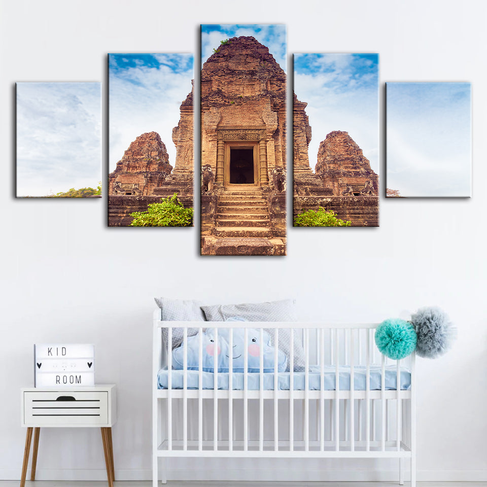 Antiker Tempel 5 Teile - Leinwand Wandkunst Gemälde