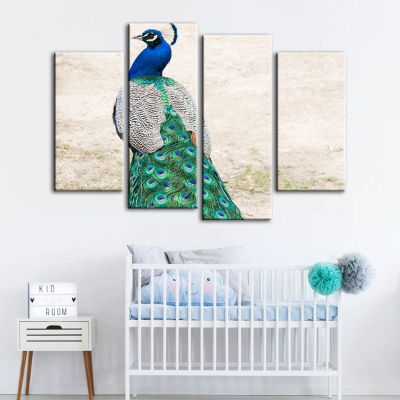 4-teilige Rock Elegante Pfau - Leinwand Wandkunst Malerei
