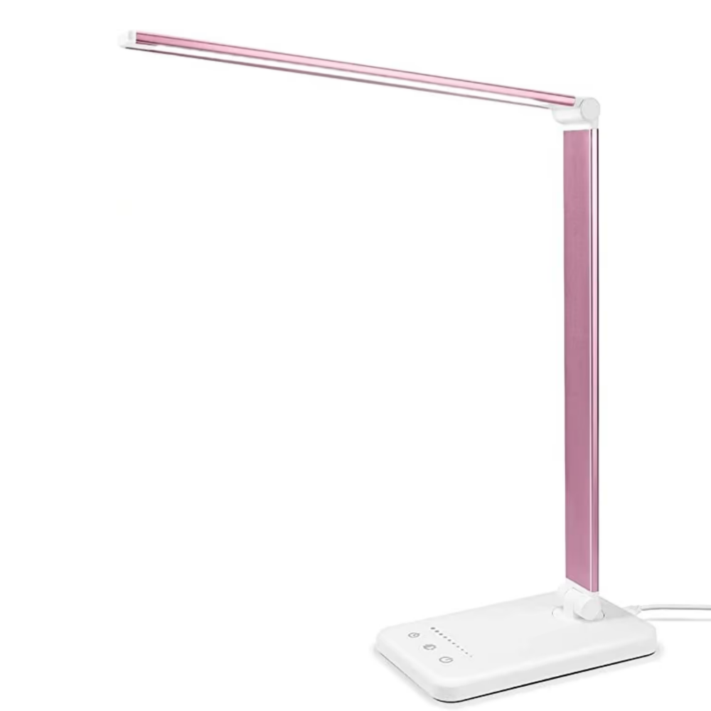 LED Tischlampe mit USB-Ladeanschluss - 5 Lichtstufen & dimmbare Helligkeit für Schreibtisch und Lesen | Brehn