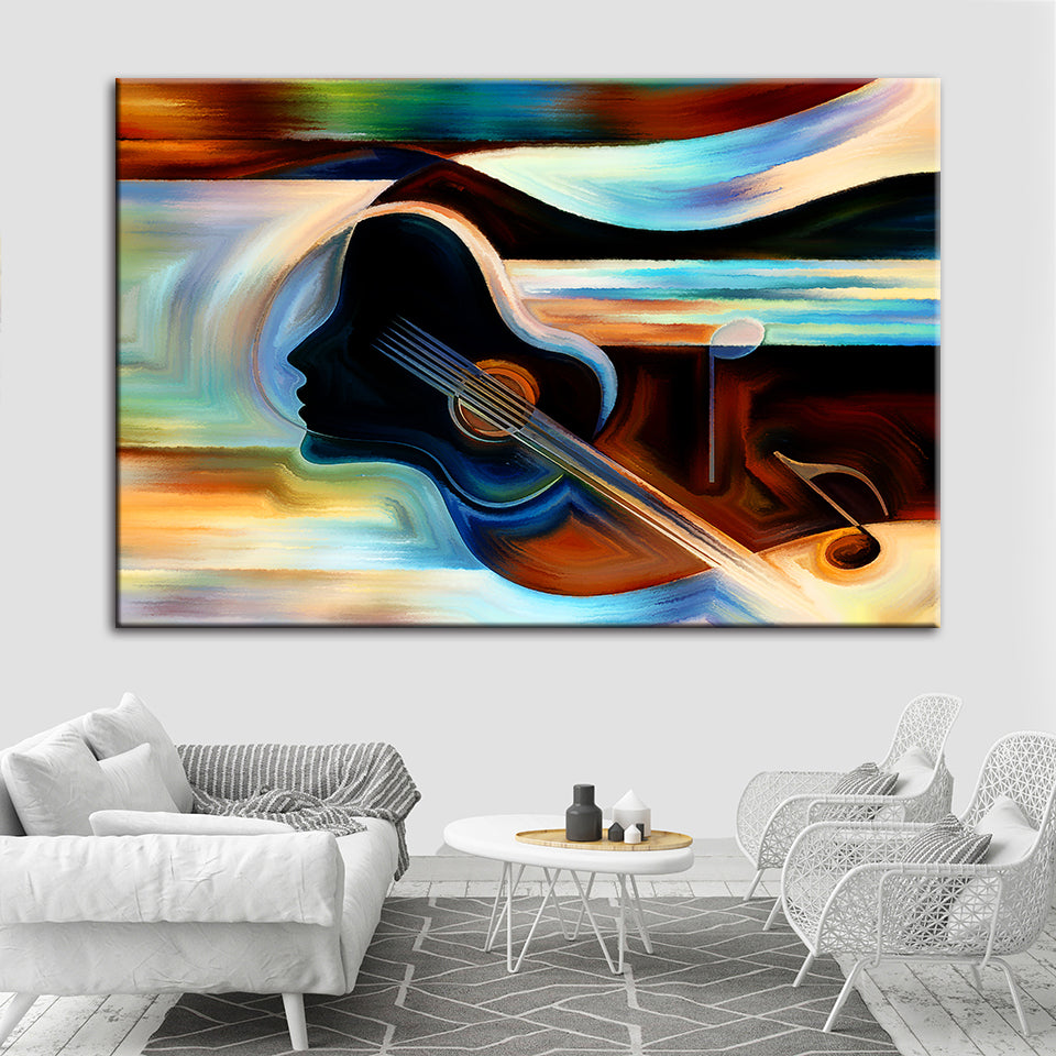 Guitar Lady - Leinwand Wandkunst Malerei