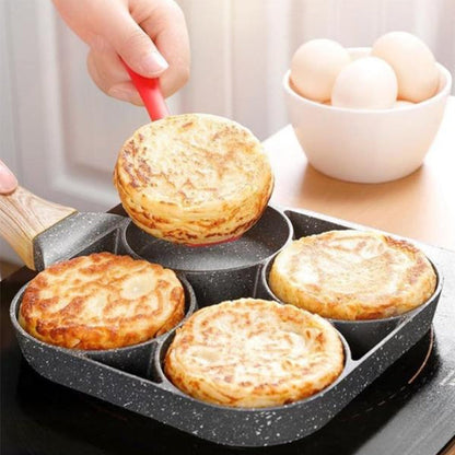 Eierpfanne mit vier Mulden, Frühstücksomelett-Pfanne, Haushaltsbratpfanne, Antihaftpfanne