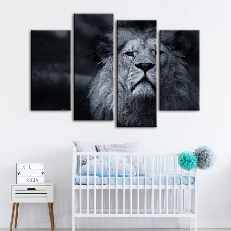 4 Teile Grau-Papier Lion - Leinwand Wandkunst Malerei