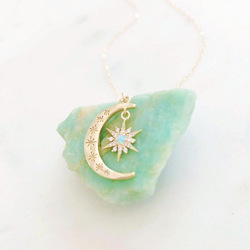 Moon & Sun Croissant Necklace | Brehn