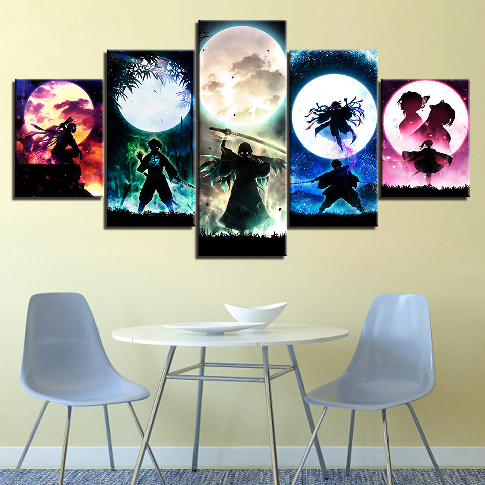 Demon Slayer - 5-teilige Leinwand Wandkunst Malerei - Atemberaubendes, von Anime inspiriertes Design