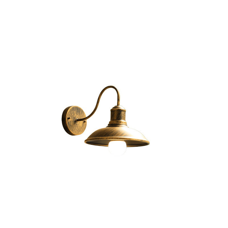 Retro Loft Dome Iron Outdoor Waterproof 1-flammige Wandleuchte mit gebogenem Arm