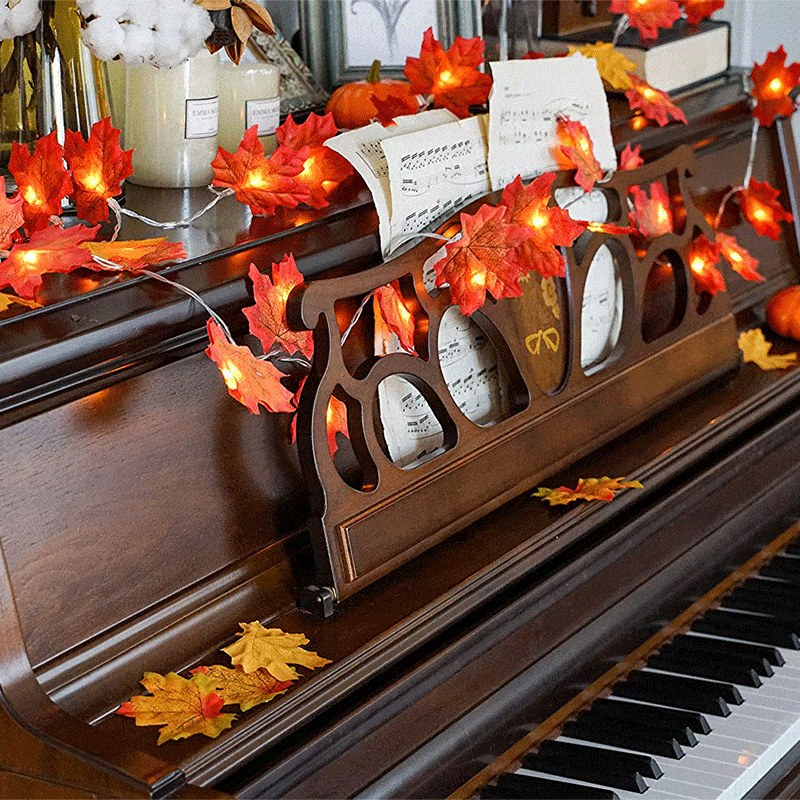 Thanksgiving-Dekor Herbst Ahornblatt Lichterkette | Brehn