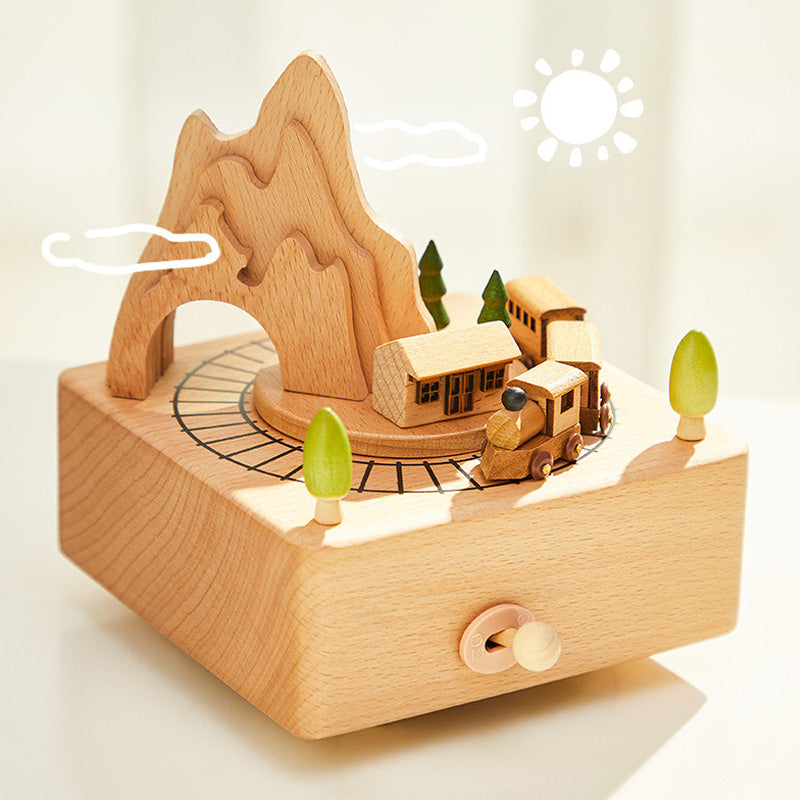Handgefertigte drehbare Spieluhren aus Holz