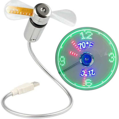 USB Ventilator mit LED-Uhrbeleuchtung | Brehn