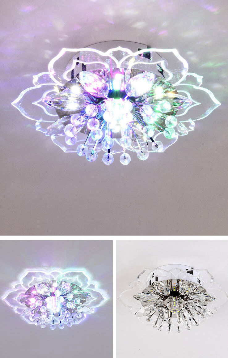 Brehn | GlowPetal LED Kristall Deckenleuchte | Blumenförmig | Modernes Design | Energiesparend | Dekorative Beleuchtung