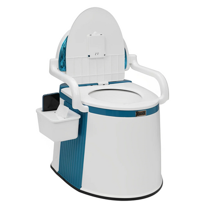 Brehn Tragbare Toilette für Senioren & Erwachsene – mit Armlehnen, Rückenlehne und herausnehmbarem Behälter, für drinnen & draußen