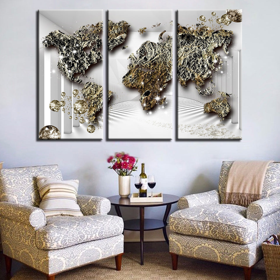Klassische Alte Rustikale Weltkarte-Canvas Wandkunst Gemälde