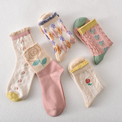 Damen-Baumwollsocken mit Blumenmuster (10 Paar)