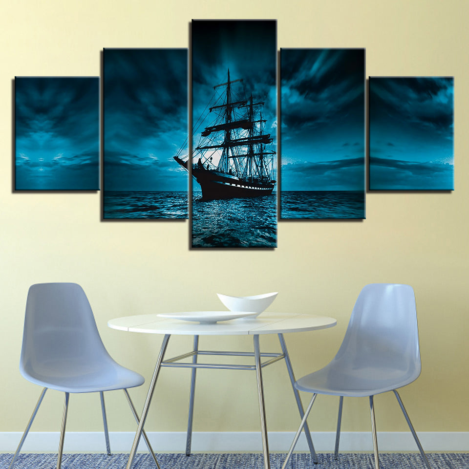 Deep Dark Ship - Leinwand Wandkunst Gemälde