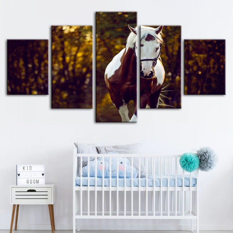 5-teilige Courtly Overo Pferd - Leinwand Wandkunst Gemälde