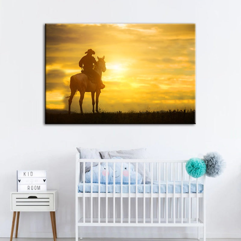 Ein Cowboy und sein Pferd - Canvas Wandkunst Gemälde