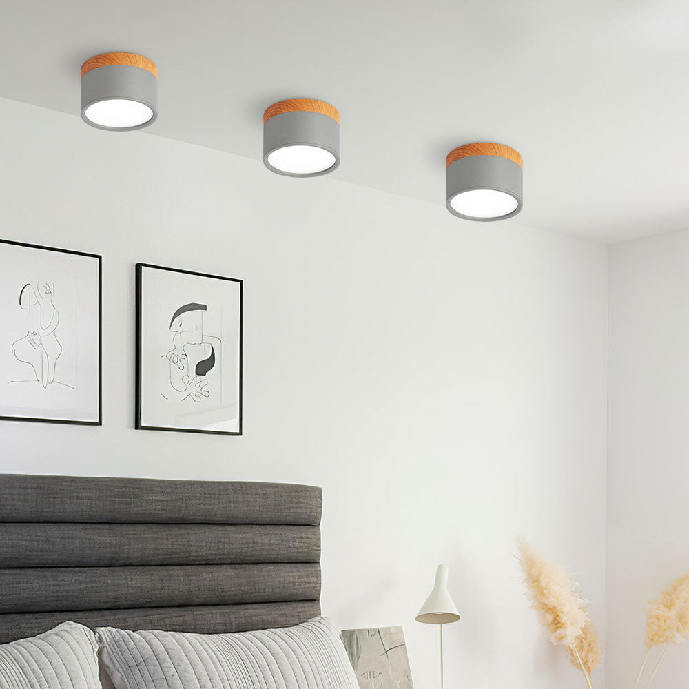 Moderne LED-Deckenleuchte, flächenbündig, zylinderförmig