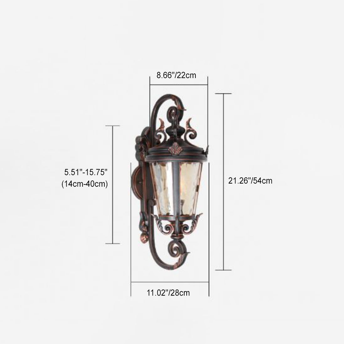 Traditionelle europäische wasserdichte Aluminium-Glas-Zylinder 1-Licht Wandleuchte für den Außenbereich | Brehn