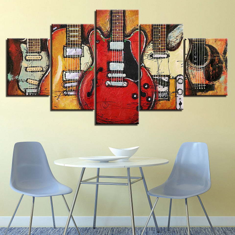 Gitarren Auf Gitarren - Leinwand Wandkunst Malerei