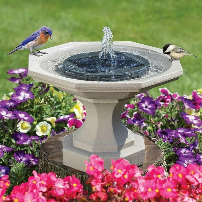 Brehn | Solarbetriebenen Vogelbrunnen mit Lichtern