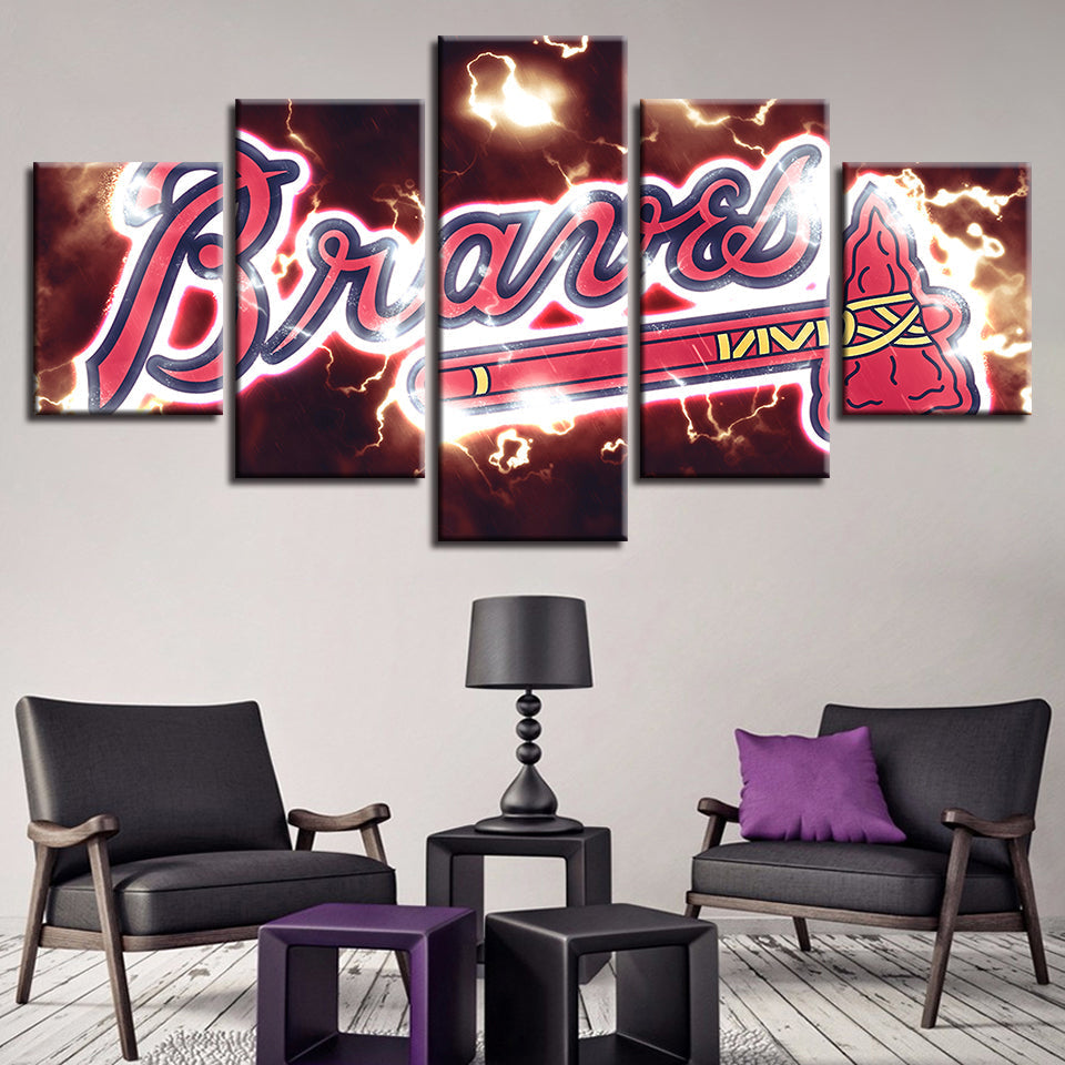 Dynamisches Braves-Logo 5-Teilig - Leinwand Wandkunst Malerei