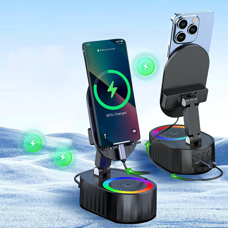 Brehn | 360° einstellbarer Handy-Ständer mit integriertem Bluetooth-Lautsprecher